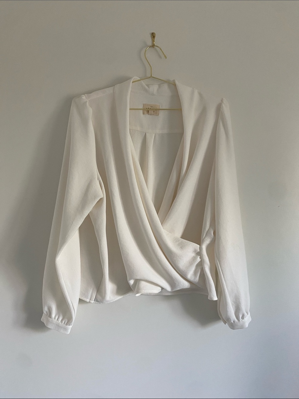 Sézane Abélia Ecru Draped Wrap Blouse - Picture 2 of 14